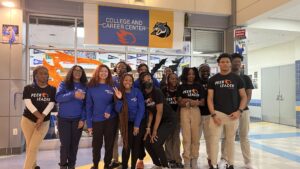 Wise Peer Leaders pose in front of College and Career center