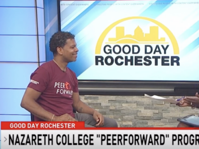 Screenshot of Good Day Rochester segment featuring PeerForward