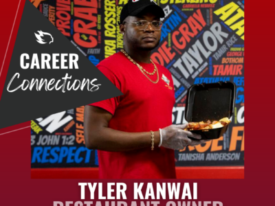 Career Connections graphic featuring Tyler Kanwai