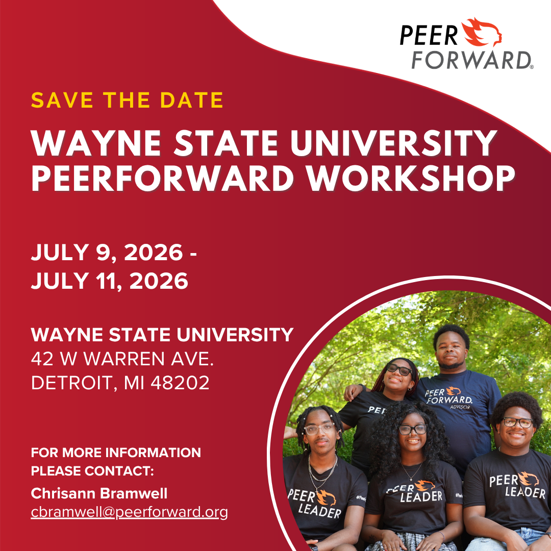 PeerForward graphic for Wayne State University workshop takes place July 9-July 11.